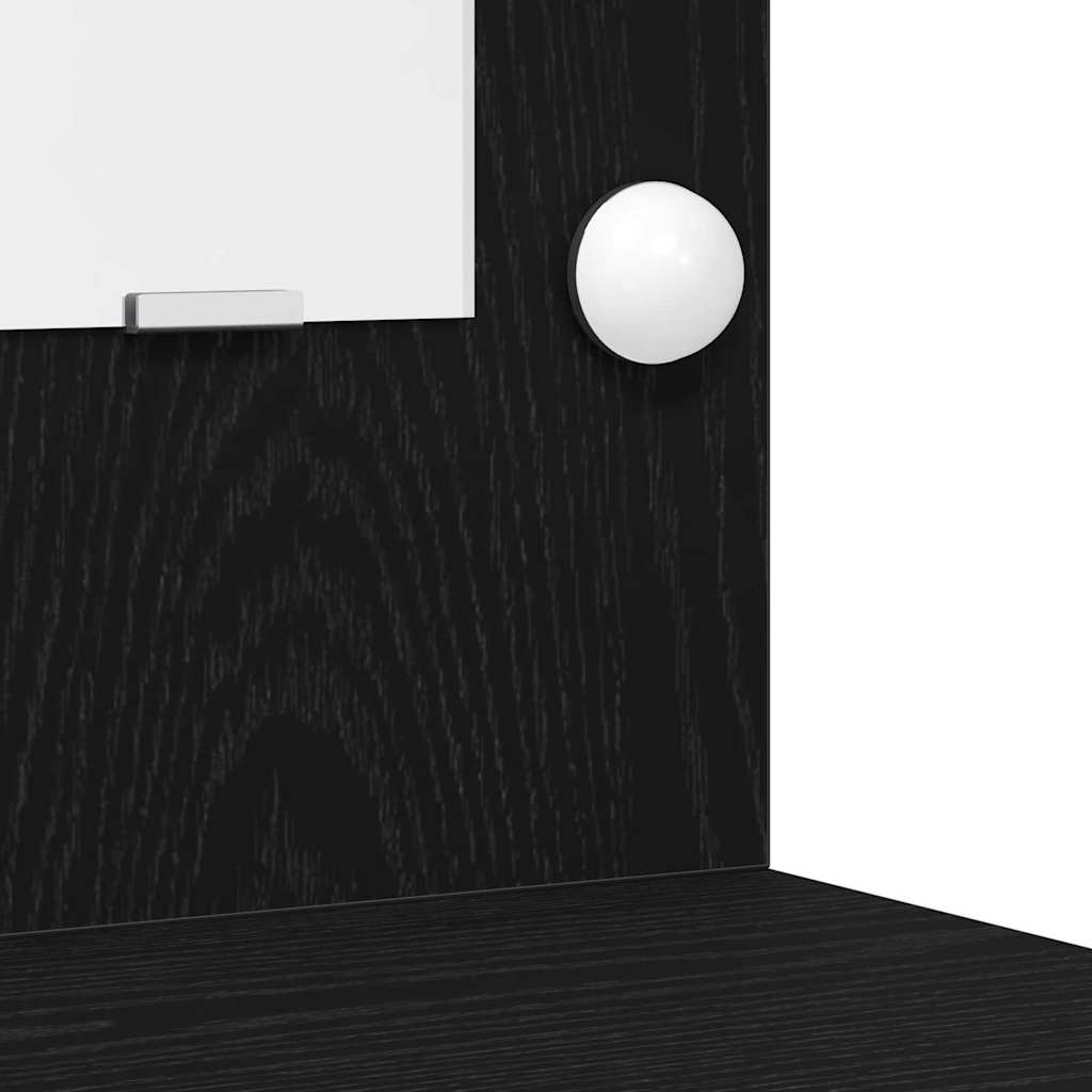 Schminktischset mit LED mit Regal 2 pcs Schwarz Eichen-Optik