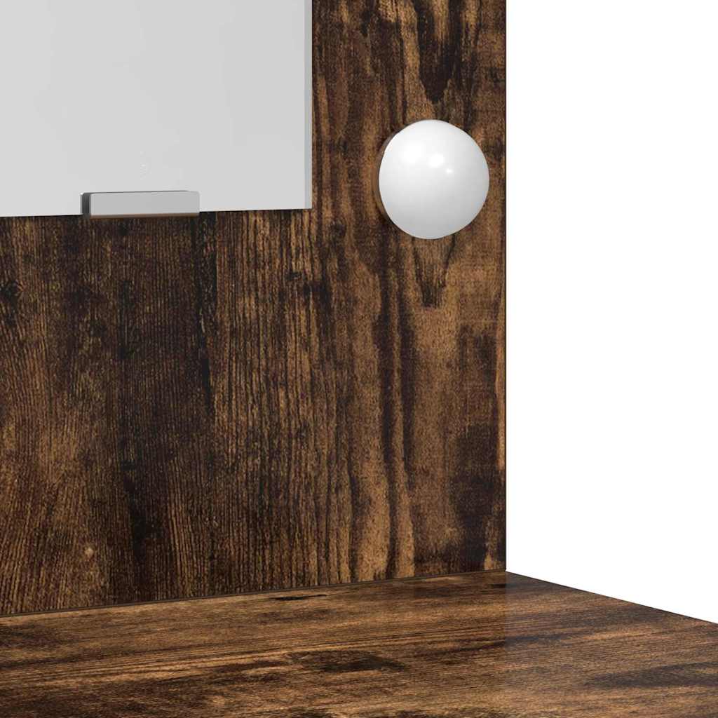 Schminktischset mit LED 2 pcs Geräucherte Eiche Holzwerkstoff