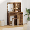 Schminktischset mit LED mit Regal 2 pcs Altholz Holzwerkstoff