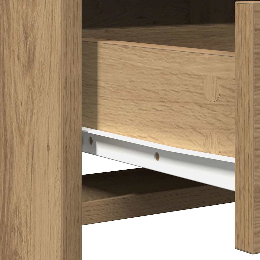 Schminktischset mit LED 2 pcs Artisan-Eiche Holzwerkstoff