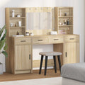 Schminktischset mit LED 3 pcs Sonoma-Eiche Holzwerkstoff