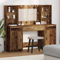 Schminktischset mit LED mit Regal 3 pcs Altholz Holzwerkstoff