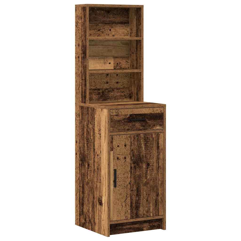 Schminktischset mit LED mit Regal 3 pcs Altholz Holzwerkstoff