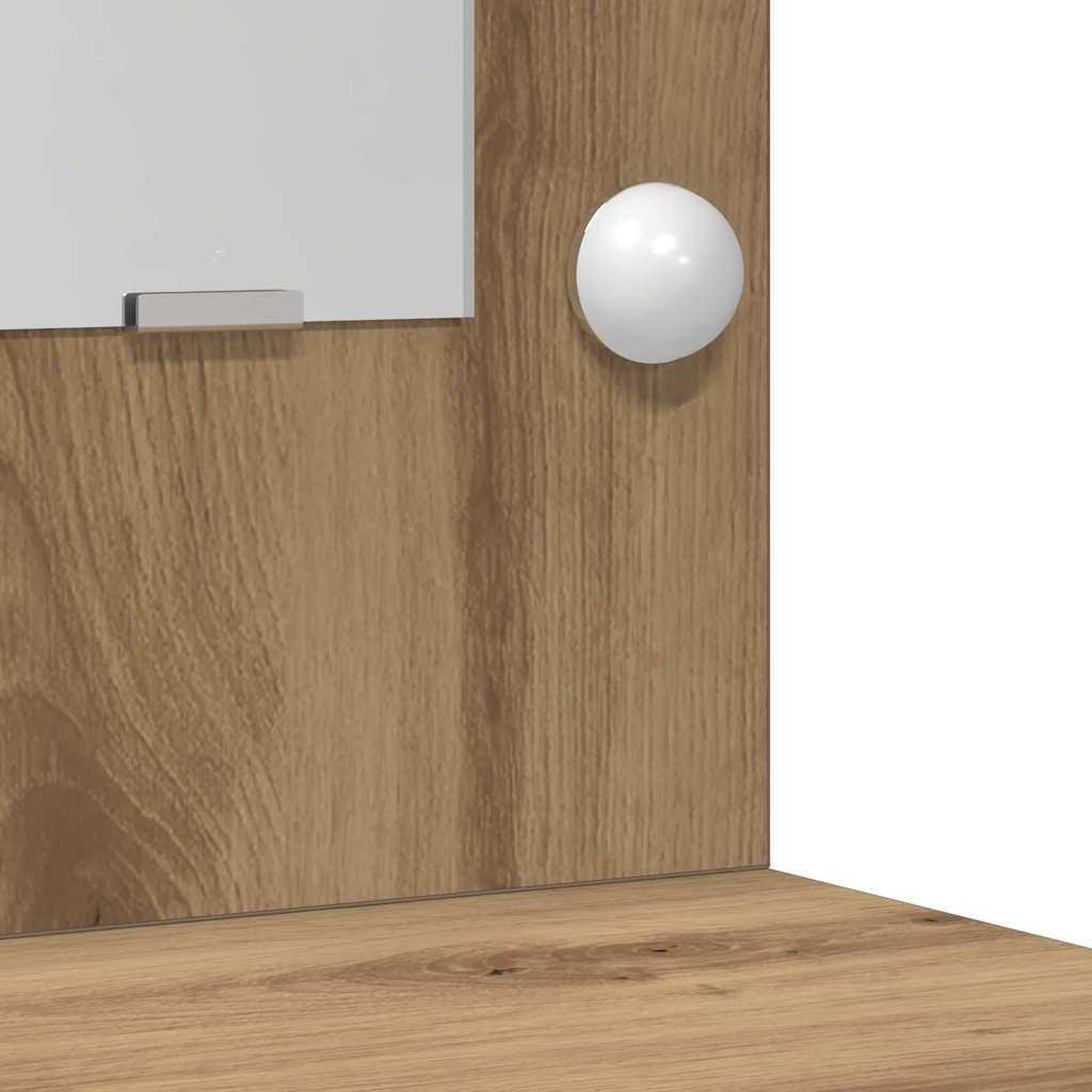 Schminktischset mit LED 3 pcs Artisan-Eiche Holzwerkstoff