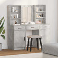 Schminktischset mit LED mit Tür 3 pcs Beton Grau Holzwerkstoff