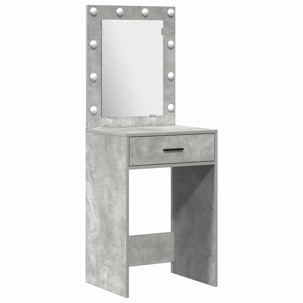 Schminktischset mit LED mit Tür 3 pcs Beton Grau Holzwerkstoff