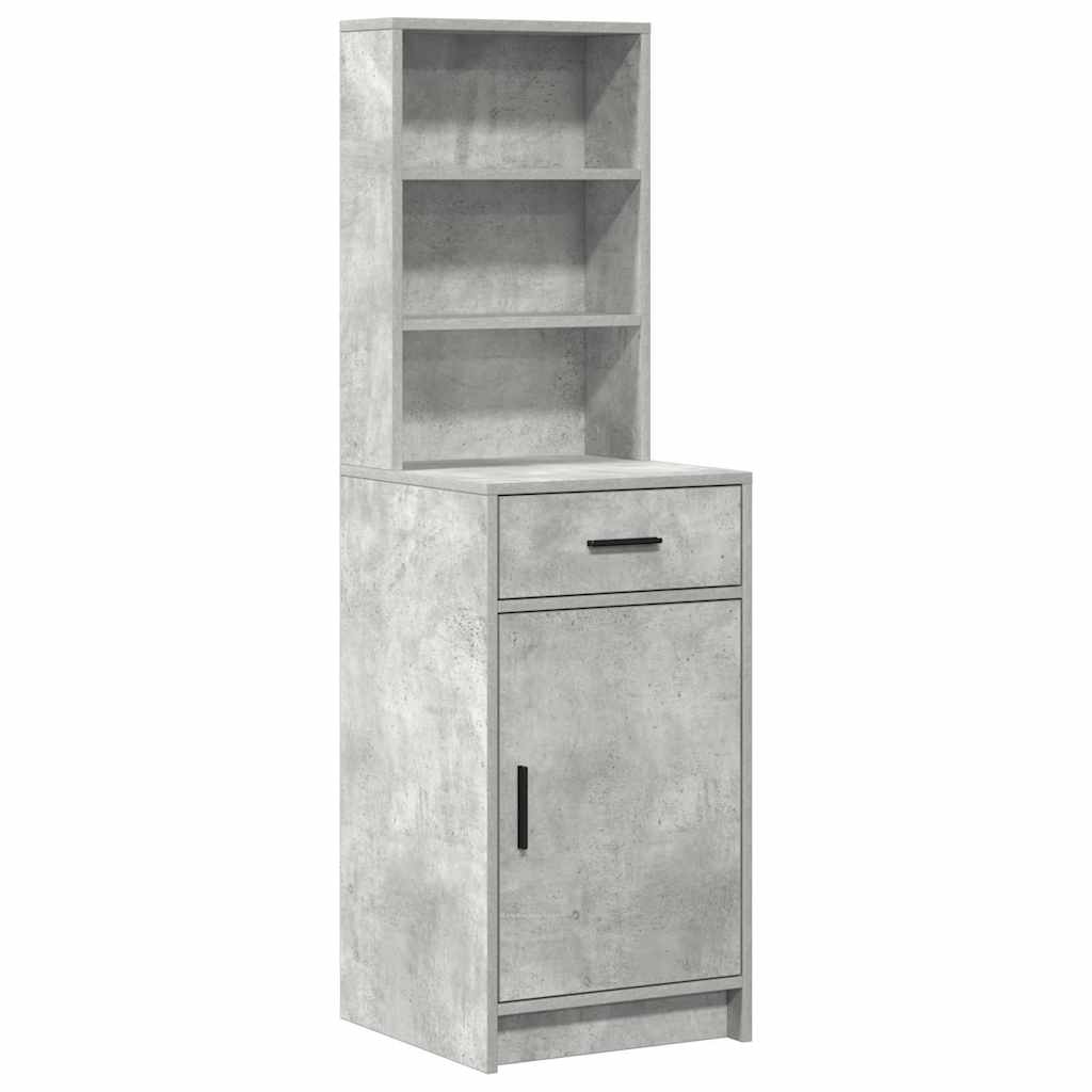 Schminktischset mit LED mit Tür 3 pcs Beton Grau Holzwerkstoff