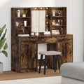 Schminktischset mit LED 3 pcs Geräucherte Eiche Holzwerkstoff