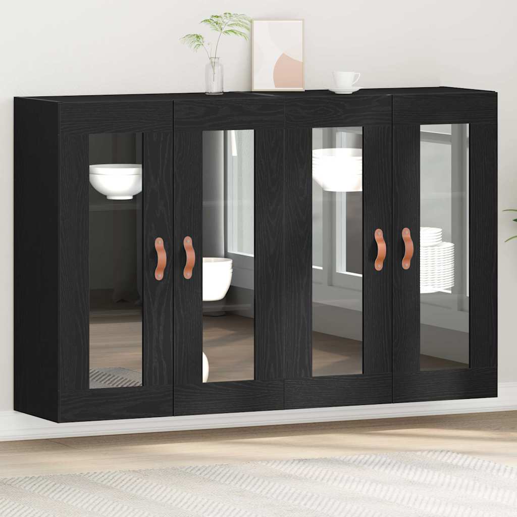 Wandschränke 2 pcs Schwarz Eichen-Optik 69,5 x 34 x 90 cm