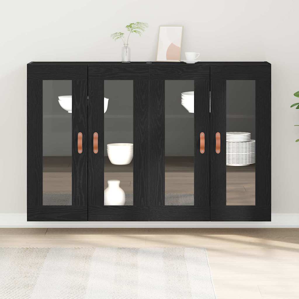 Wandschränke 2 pcs Schwarz Eichen-Optik 69,5 x 34 x 90 cm