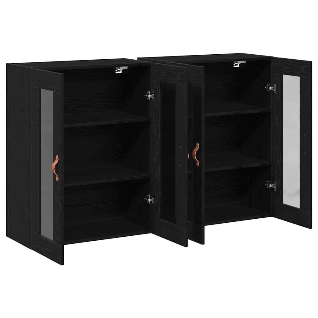 Wandschränke 2 pcs Schwarz Eichen-Optik 69,5 x 34 x 90 cm