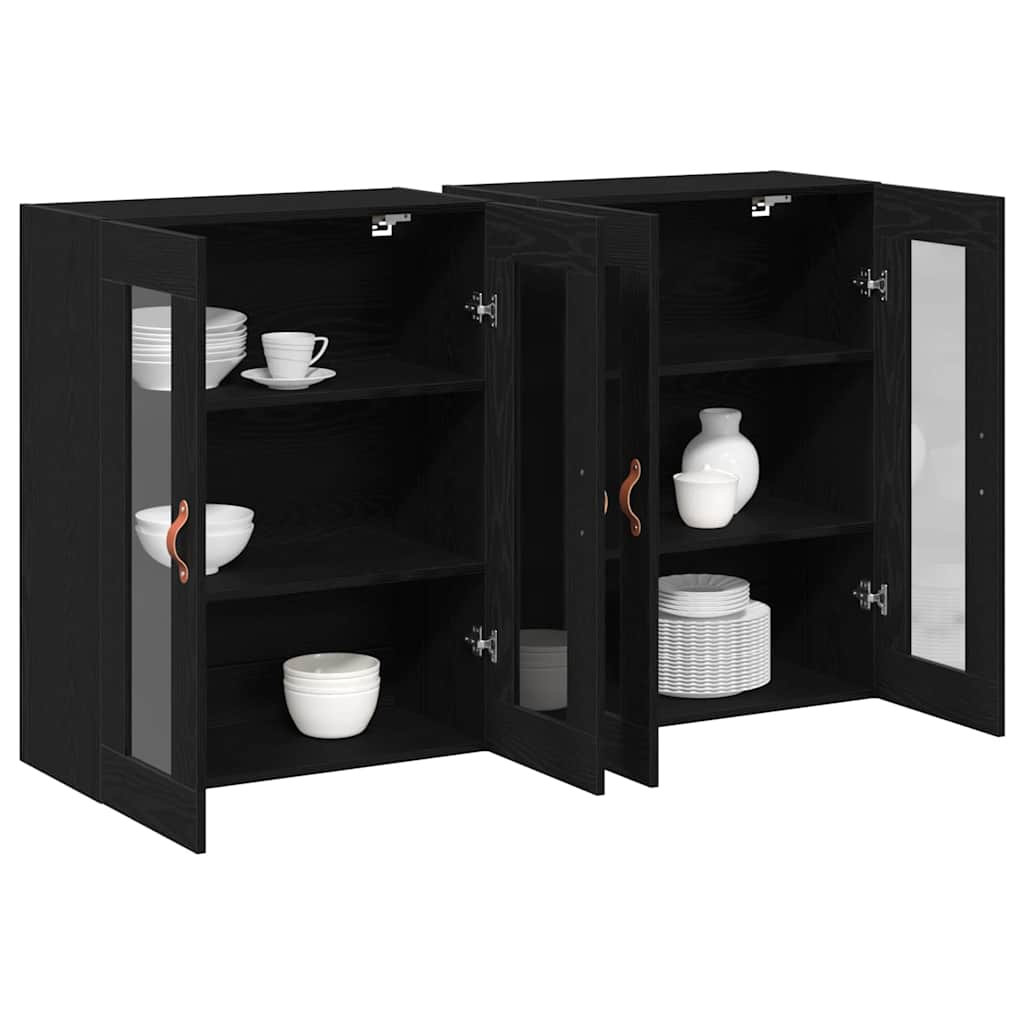 Wandschränke 2 pcs Schwarz Eichen-Optik 69,5 x 34 x 90 cm