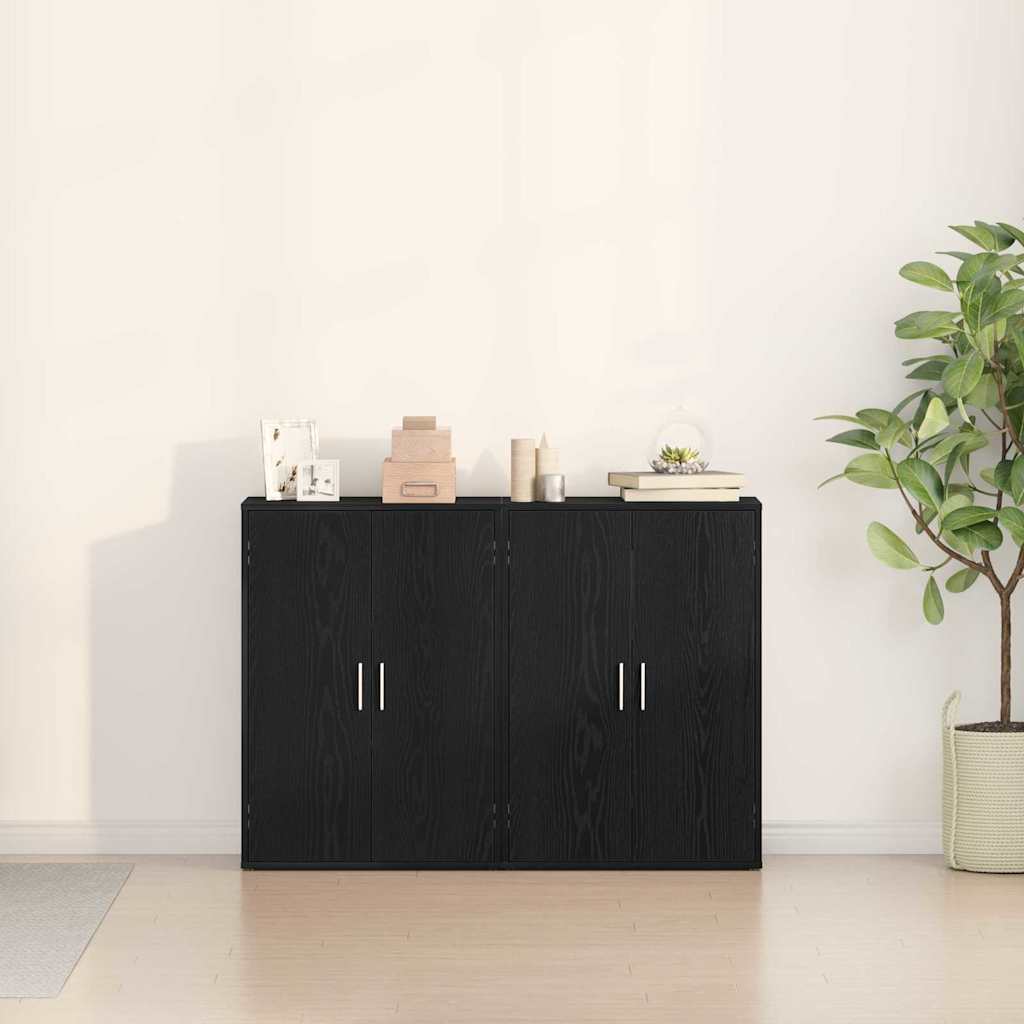 Sideboard 2 pcs Schwarz Eichen-Optik 60 x 31 x 84 cm