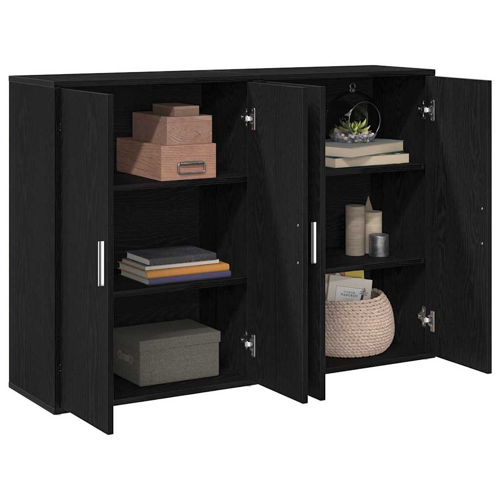 Sideboard 2 pcs Schwarz Eichen-Optik 60 x 31 x 84 cm