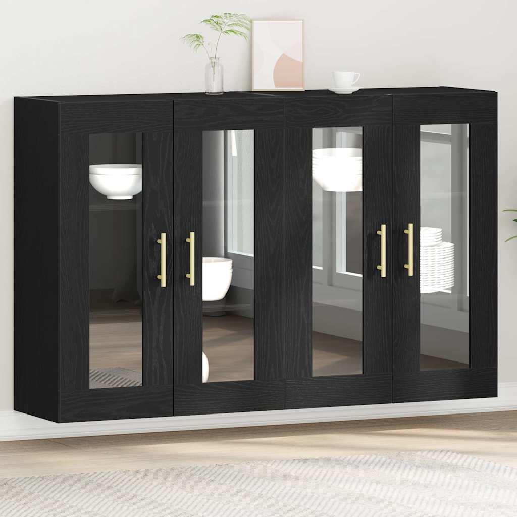 Wandschränke 2 pcs Schwarz Eichen-Optik 69,5 x 34 x 90 cm