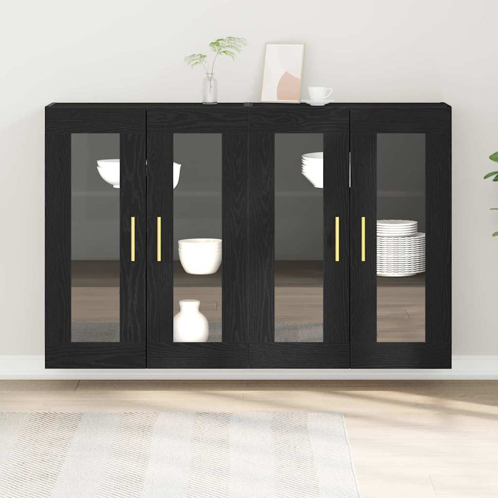 Wandschränke 2 pcs Schwarz Eichen-Optik 69,5 x 34 x 90 cm