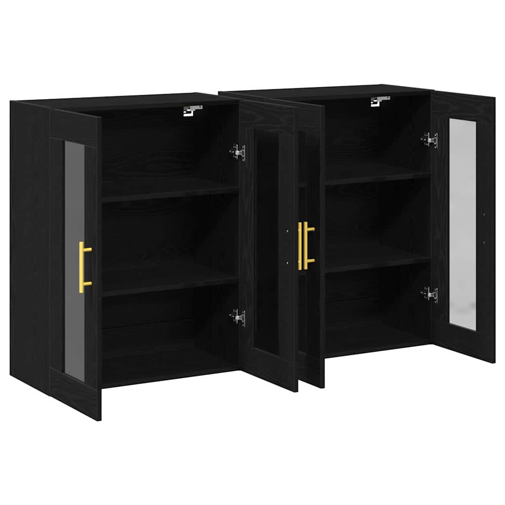 Wandschränke 2 pcs Schwarz Eichen-Optik 69,5 x 34 x 90 cm