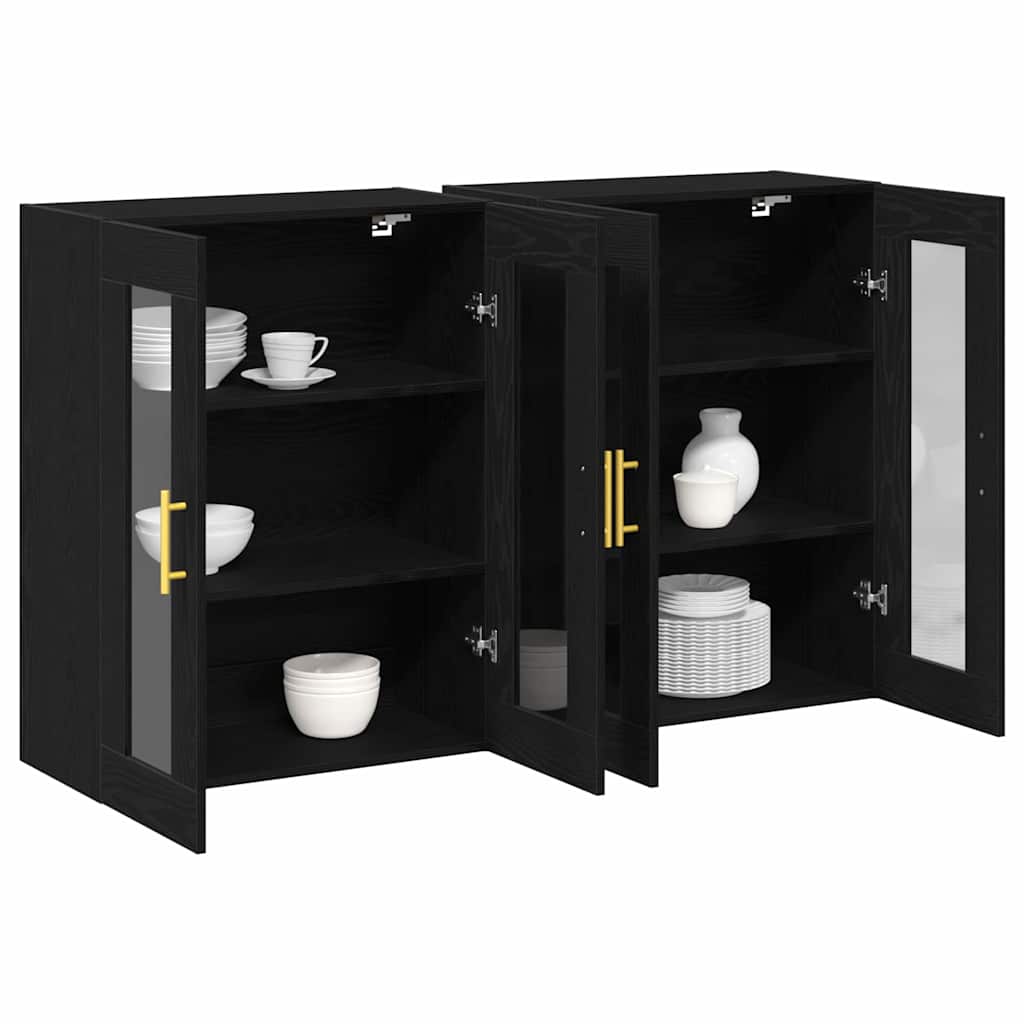 Wandschränke 2 pcs Schwarz Eichen-Optik 69,5 x 34 x 90 cm