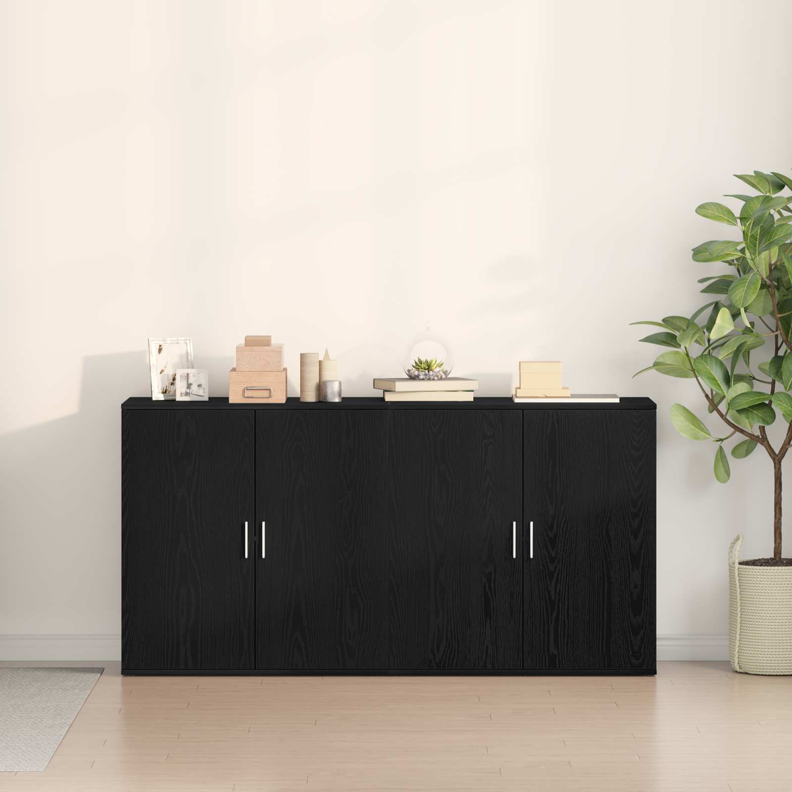 Sideboard 2 pcs Schwarz Eichen-Optik 79 x 38 x 80 cm