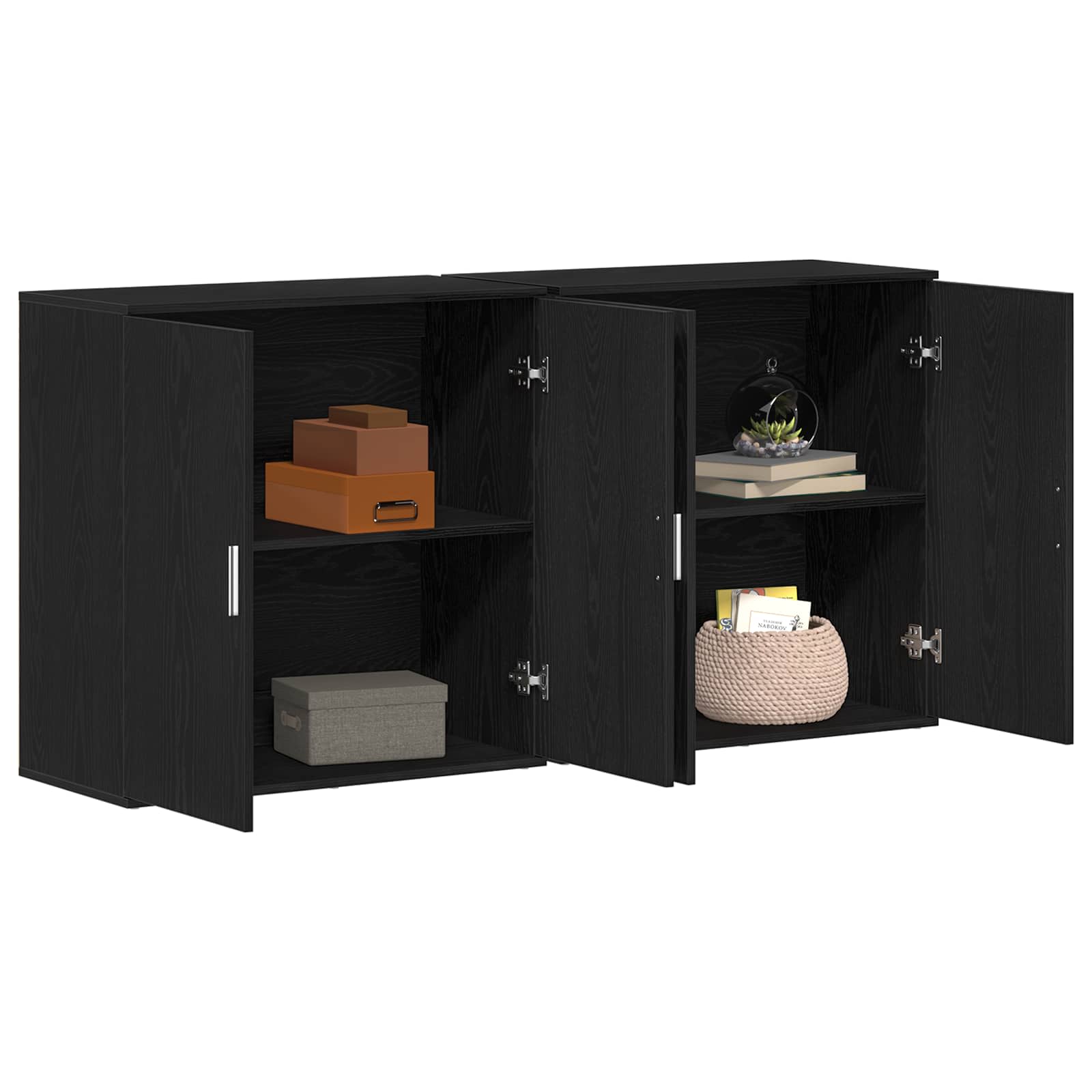 Sideboard 2 pcs Schwarz Eichen-Optik 79 x 38 x 80 cm