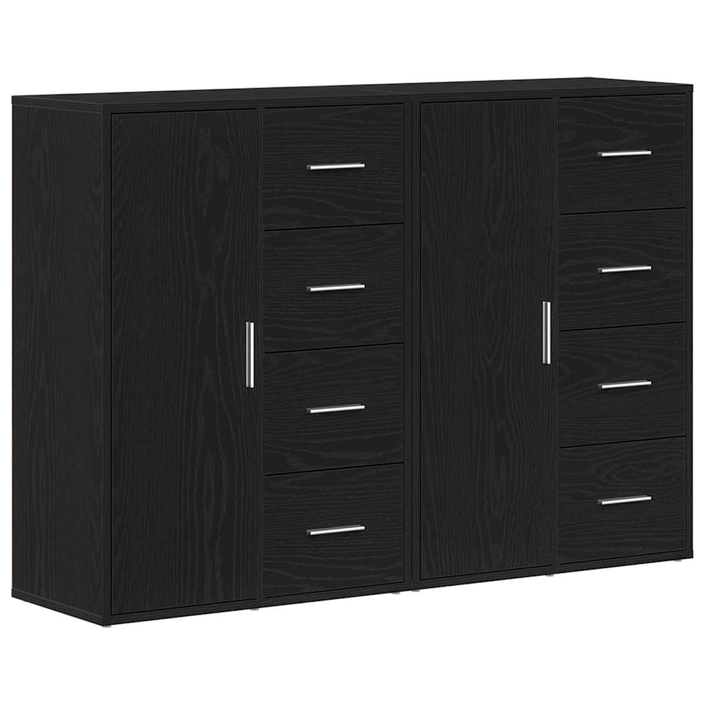 Sideboard 2 pcs Schwarz Eichen-Optik 60 x 31 x 84 cm