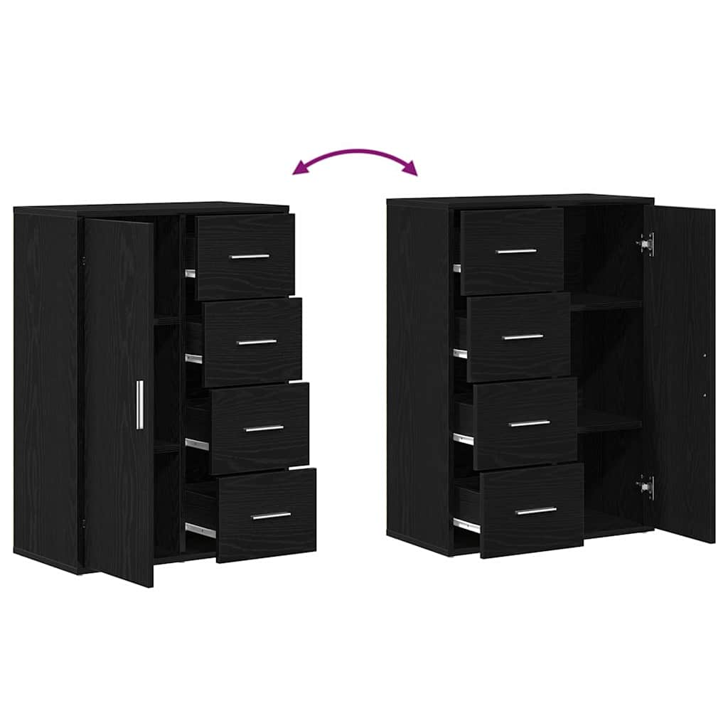 Sideboard 2 pcs Schwarz Eichen-Optik 60 x 31 x 84 cm