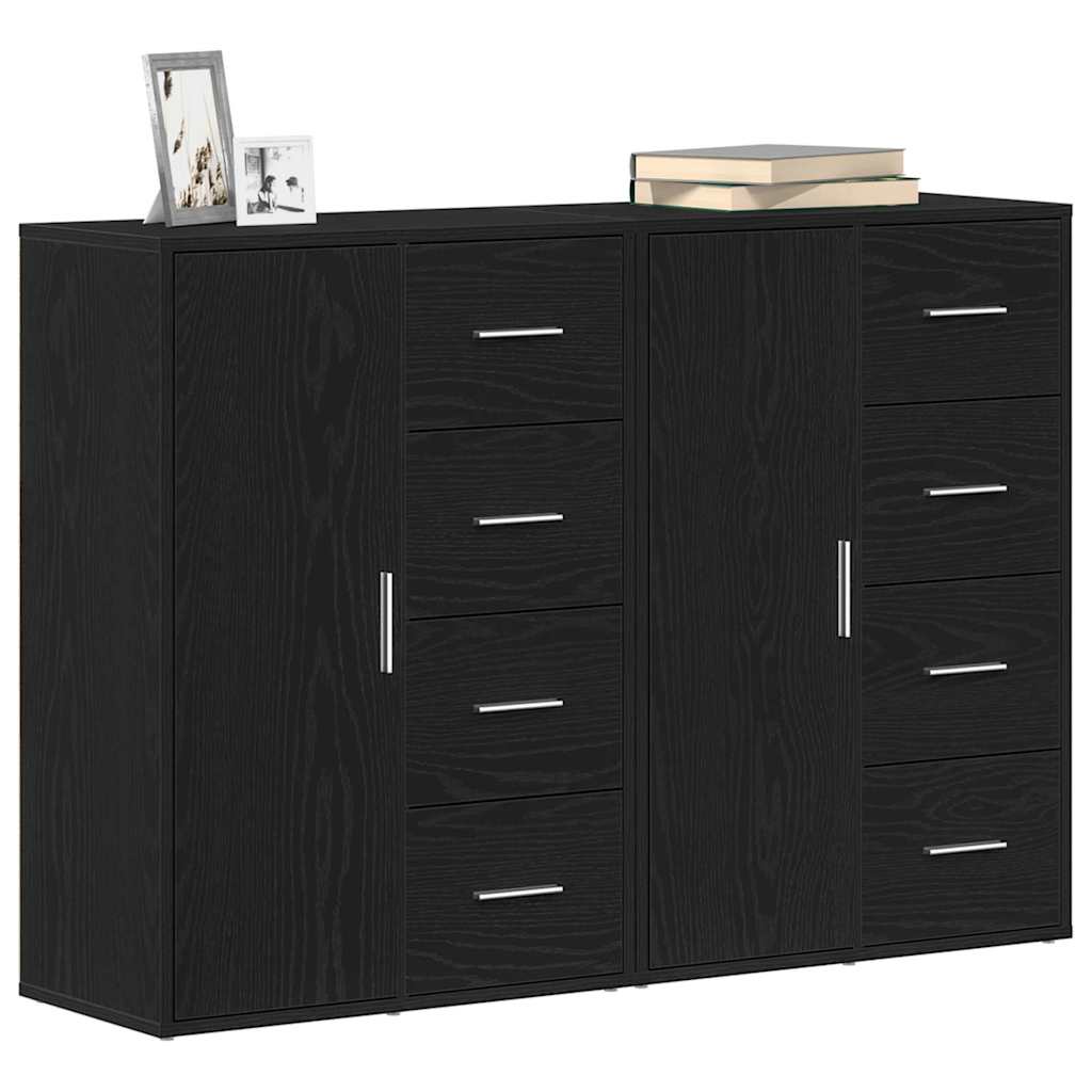 Sideboard 2 pcs Schwarz Eichen-Optik 60 x 31 x 84 cm