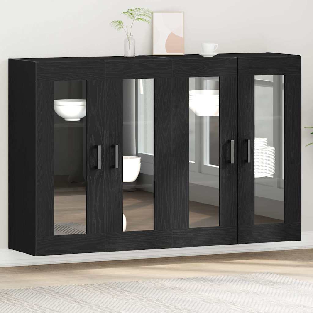 Wandschränke 2 pcs Schwarz Eichen-Optik 69,5 x 34 x 90 cm