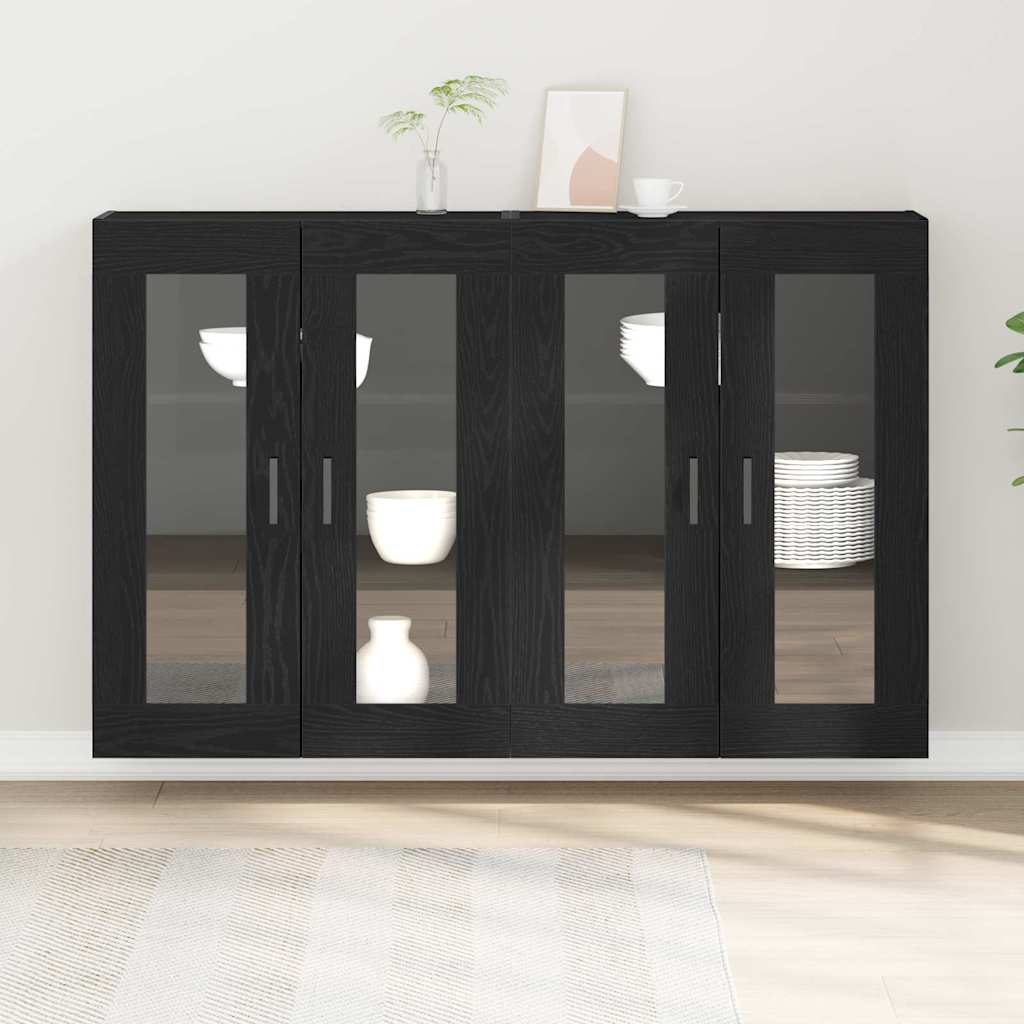 Wandschränke 2 pcs Schwarz Eichen-Optik 69,5 x 34 x 90 cm