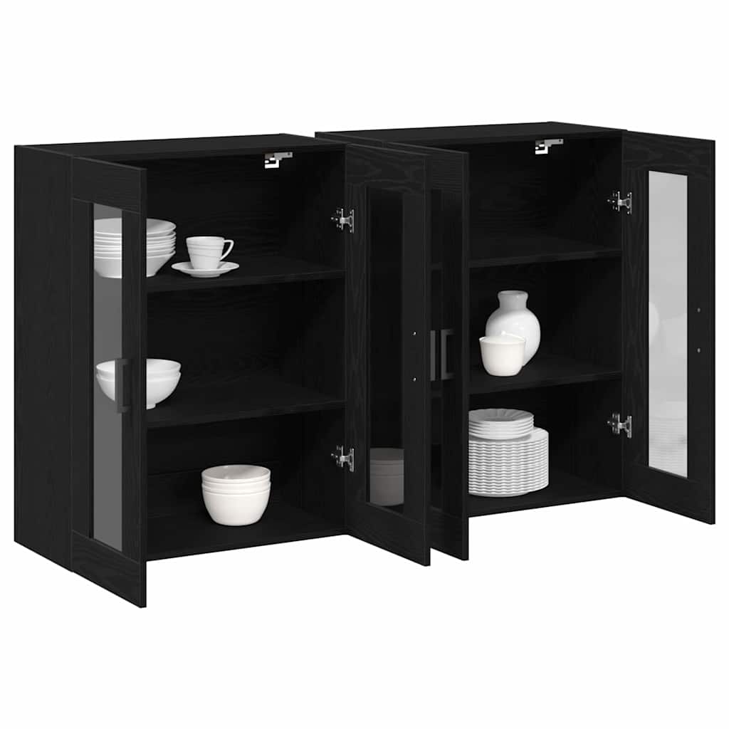 Wandschränke 2 pcs Schwarz Eichen-Optik 69,5 x 34 x 90 cm