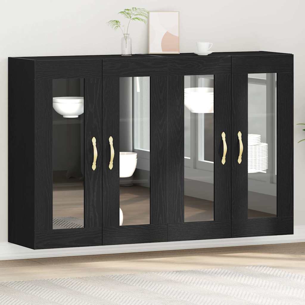 Wandschränke 2 pcs Schwarz Eichen-Optik 69,5 x 34 x 90 cm