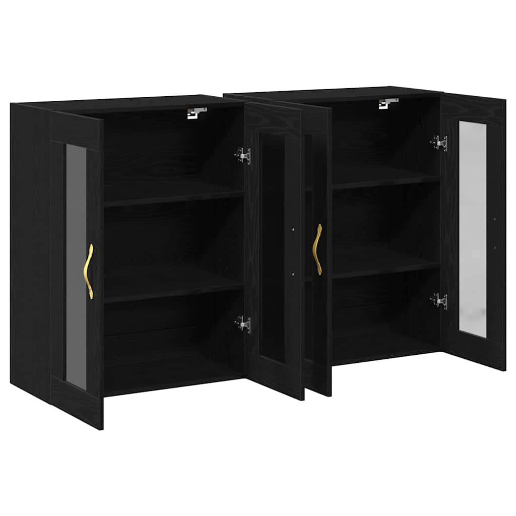 Wandschränke 2 pcs Schwarz Eichen-Optik 69,5 x 34 x 90 cm