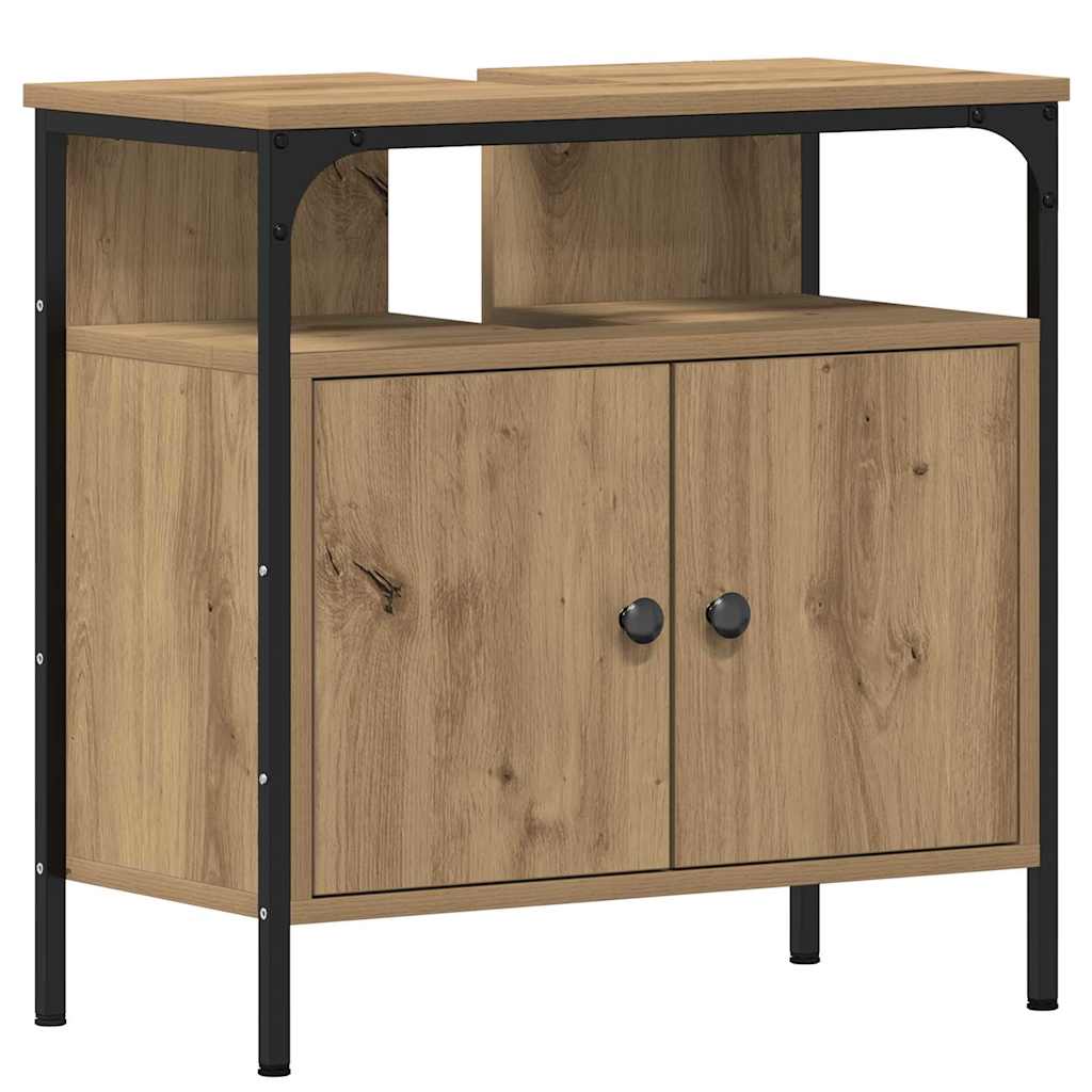 Badezimmermöbel-Set mit Regal mit Tür 2 pcs Braun Holzwerkstoff