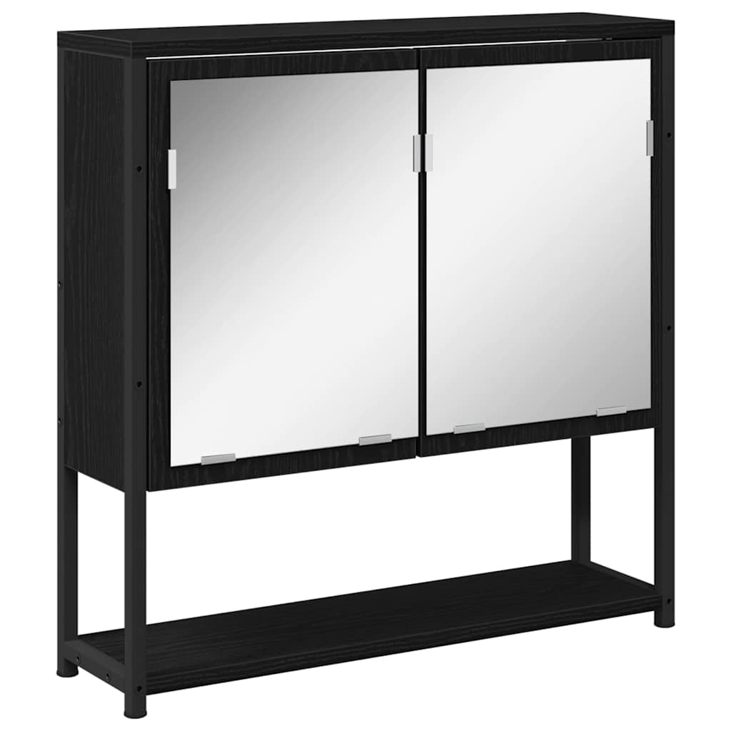 Badezimmermöbel-Set mit Regal 2 pcs Schwarz Holzwerkstoff