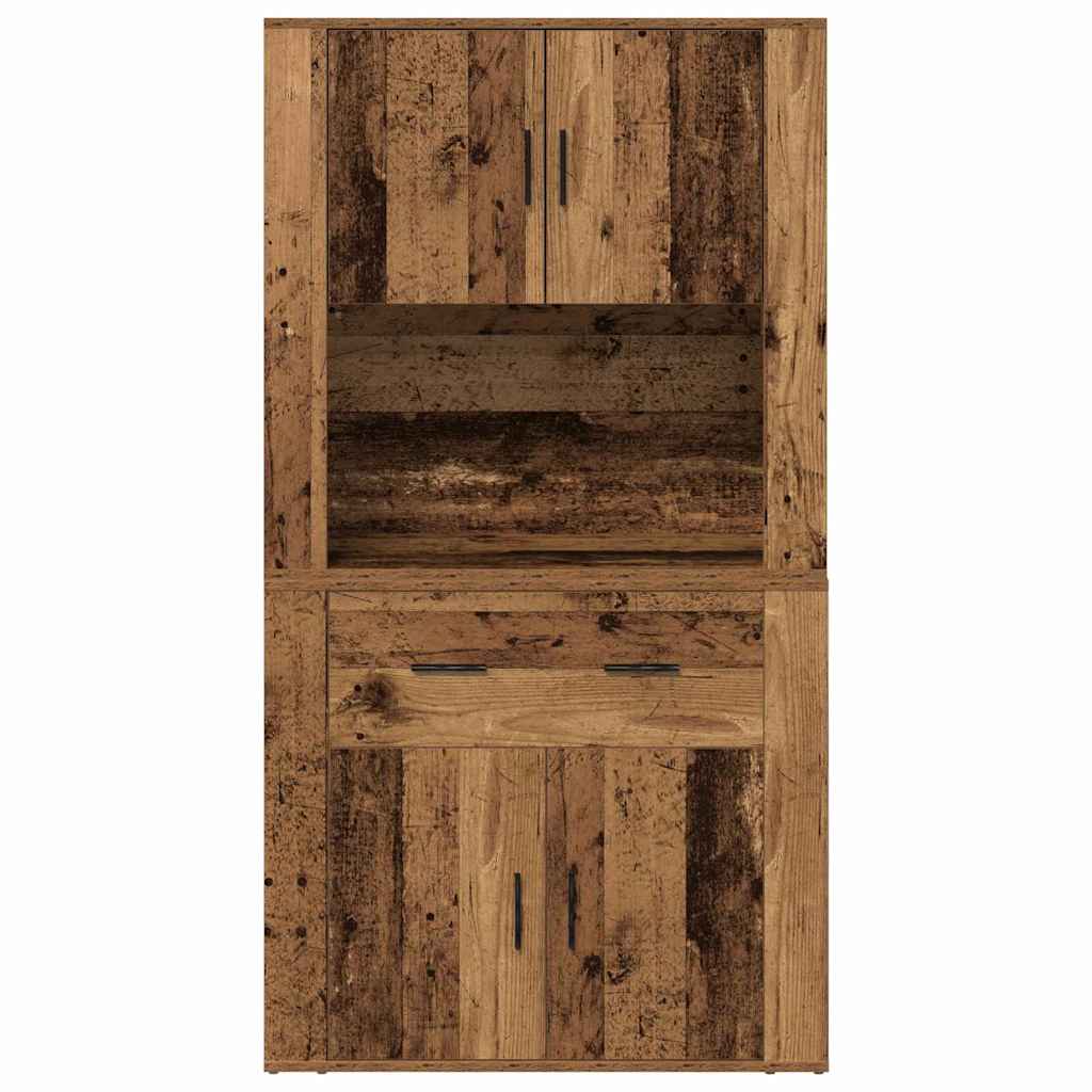 Highboard mit Schubladen Altholz 80 x 33 x 150 cm Holzwerkstoff