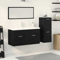 Badezimmermöbel-Set 4 pcs Schwarz Eichen-Optik Holzwerkstoff