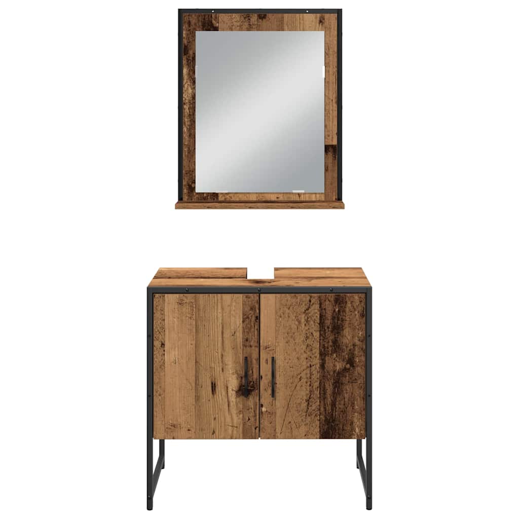 Badezimmermöbel-Set mit Regal mit Tür 3 pcs Braun Holzwerkstoff