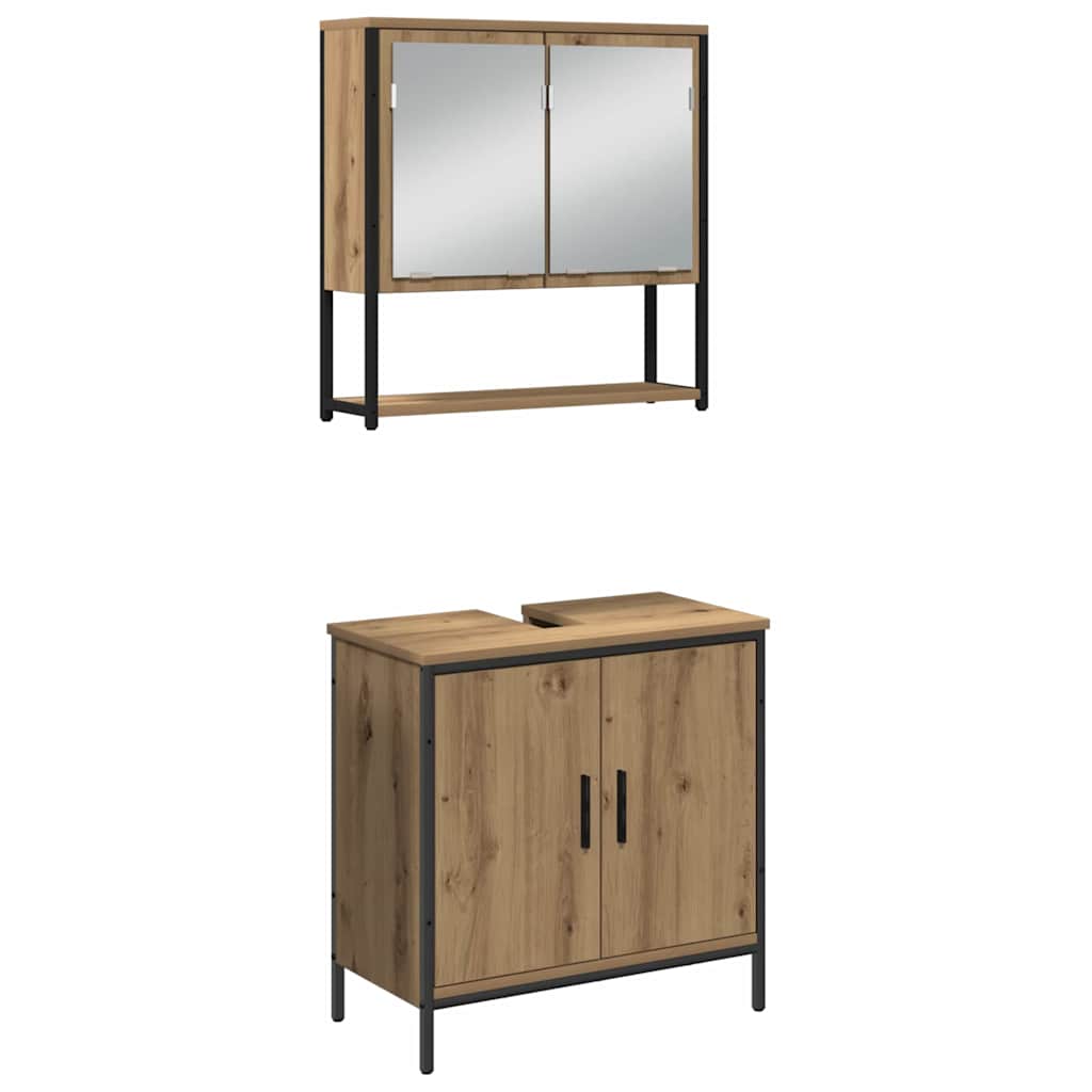 Badezimmermöbel-Set mit Regal mit Tür 3 pcs Braun Holzwerkstoff