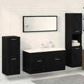 Badezimmermöbel-Set 4 pcs Schwarz Eichen-Optik Holzwerkstoff