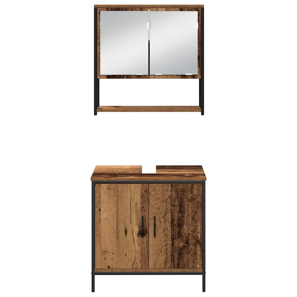 Badezimmermöbel-Set mit Regal mit Tür 3 pcs Braun Holzwerkstoff