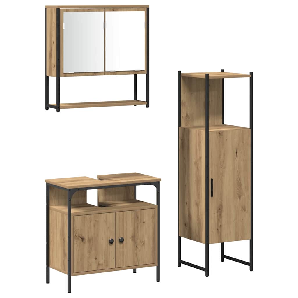 Badezimmermöbel-Set mit Regal mit Tür 3 pcs Braun Holzwerkstoff