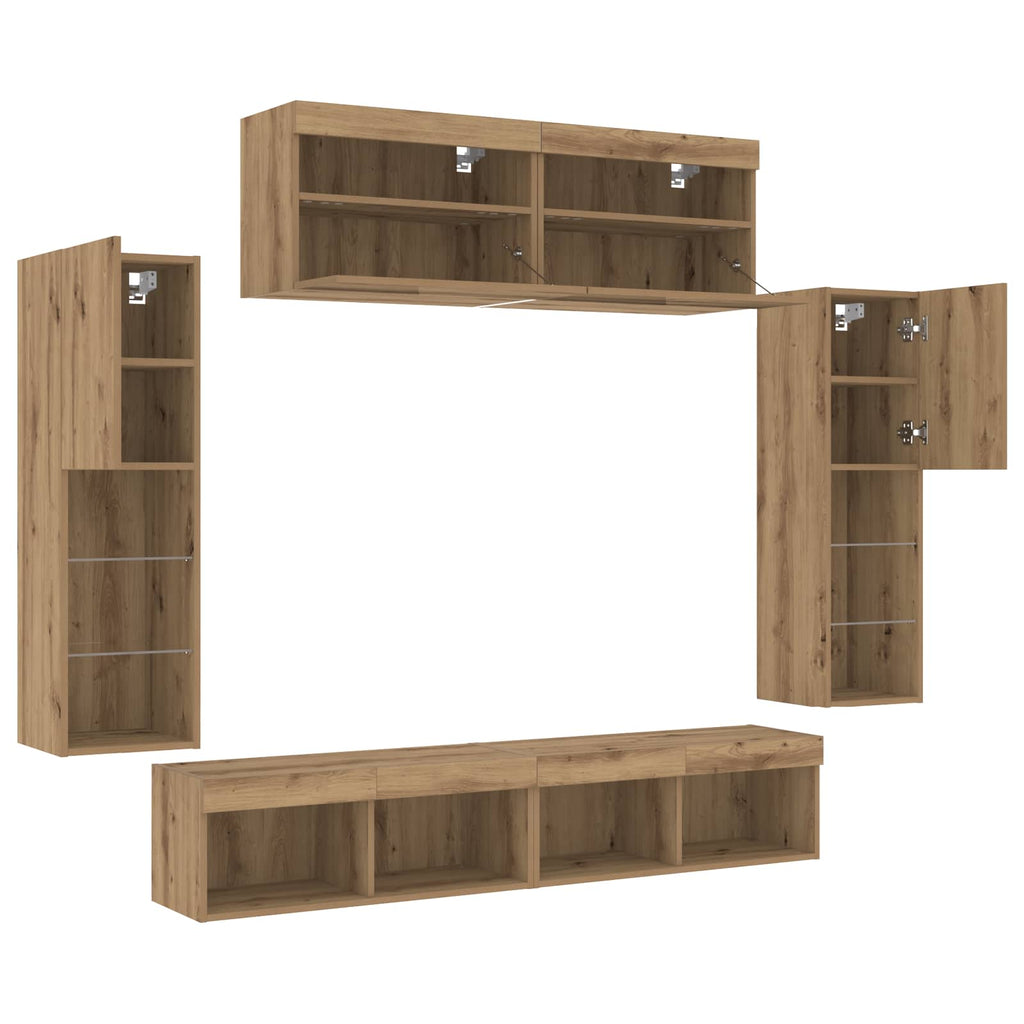 TV-Schrankset Wandmontiert 6 pcs Artisan-Eiche Holzwerkstoff