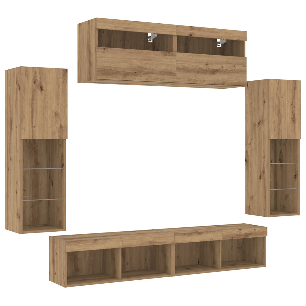 TV-Schrankset Wandmontiert 6 pcs Artisan-Eiche Holzwerkstoff