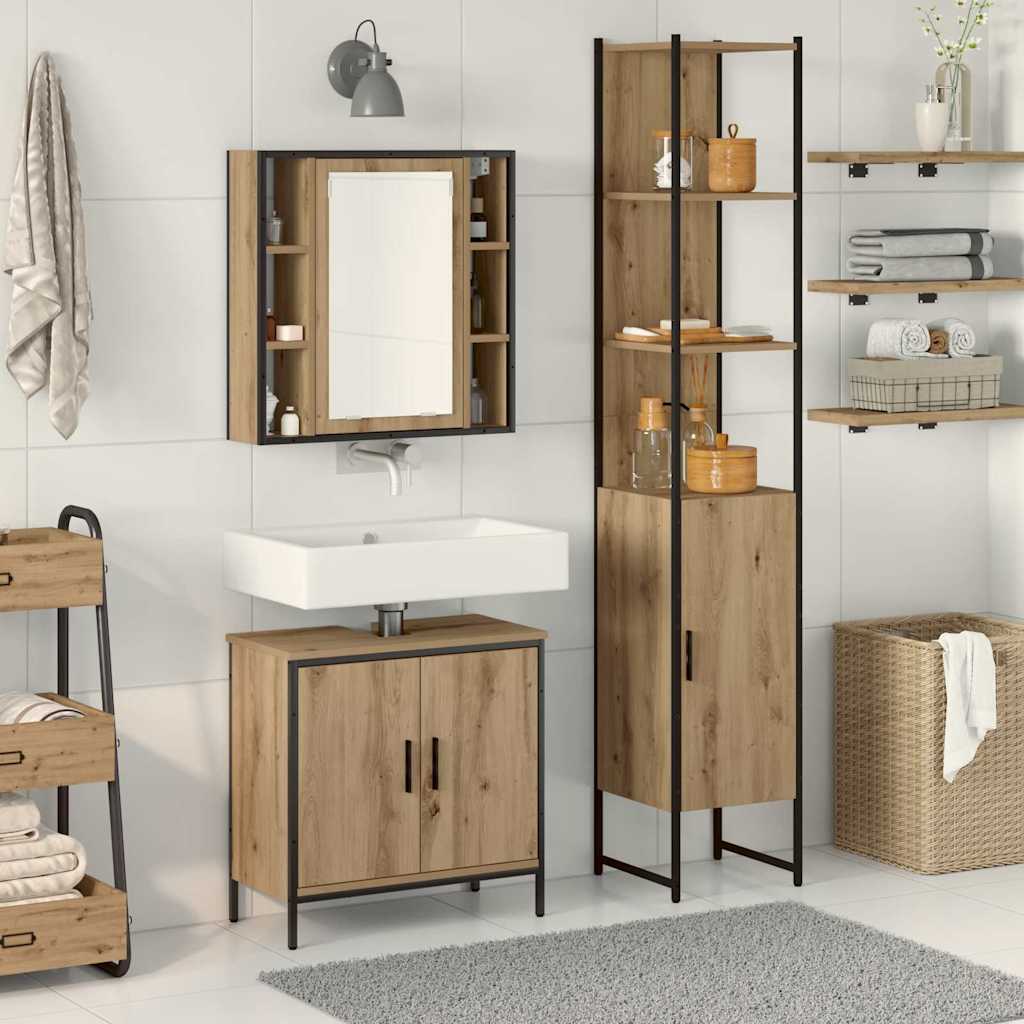 Badezimmer Waschbeckenmöbel mit Regal 3 pcs Braun Holzwerkstoff