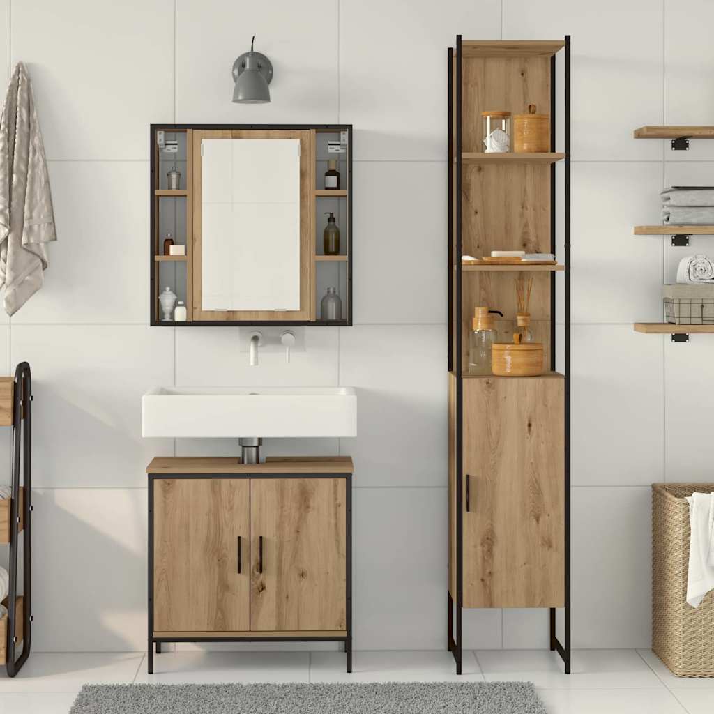 Badezimmer Waschbeckenmöbel mit Regal 3 pcs Braun Holzwerkstoff