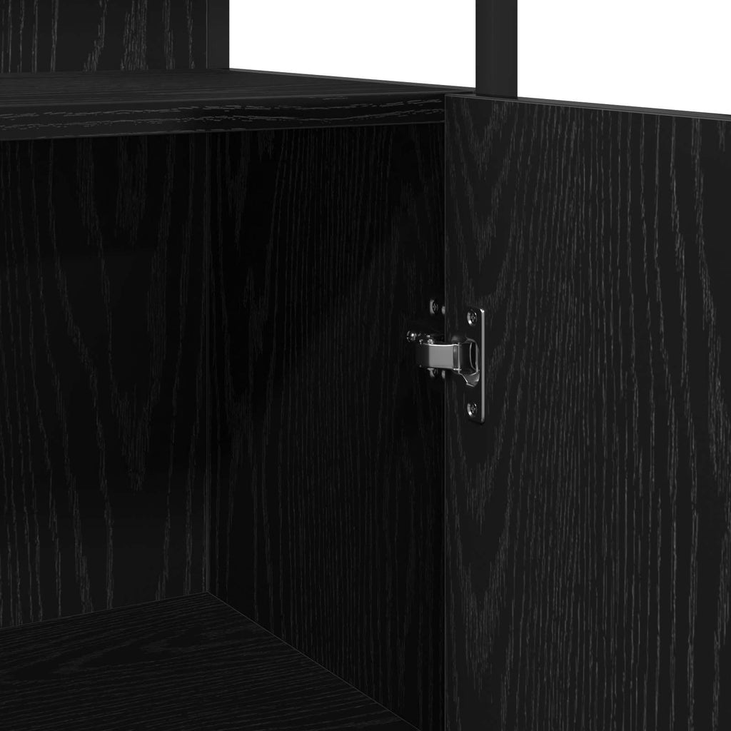 Badezimmer Waschbeckenmöbel mit Tür 3 pcs Schwarz Holzwerkstoff