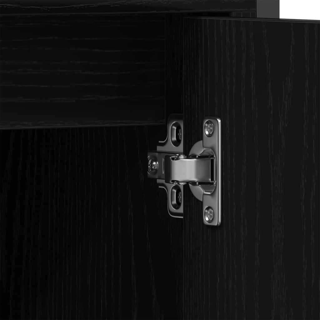 Badezimmer Waschbeckenmöbel mit Tür 3 pcs Schwarz Holzwerkstoff