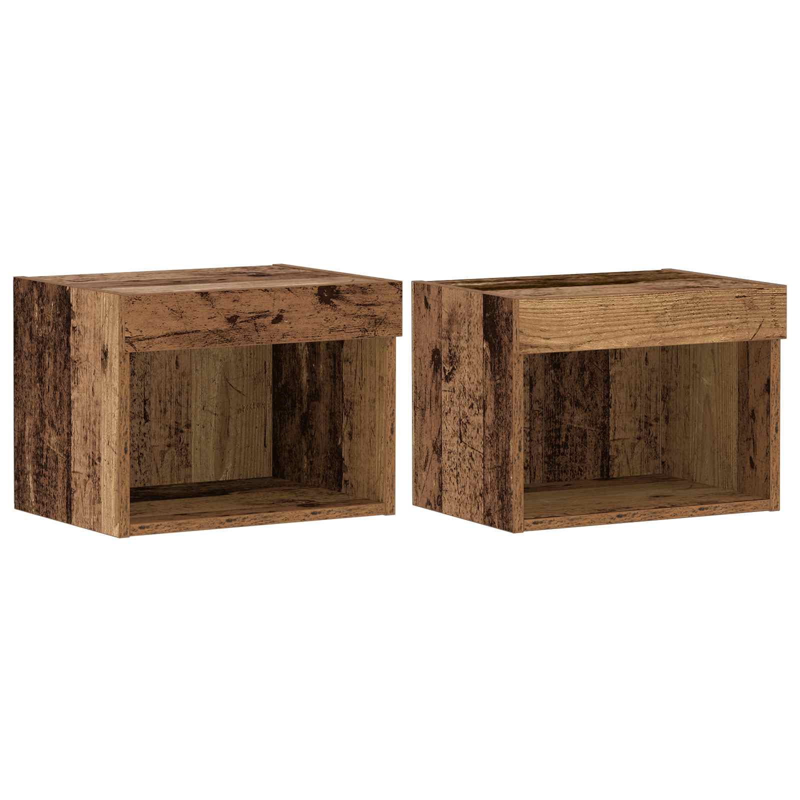 TV-Schrankset mit LED-Lichtleisten 8 pcs Altholz Holzwerkstoff