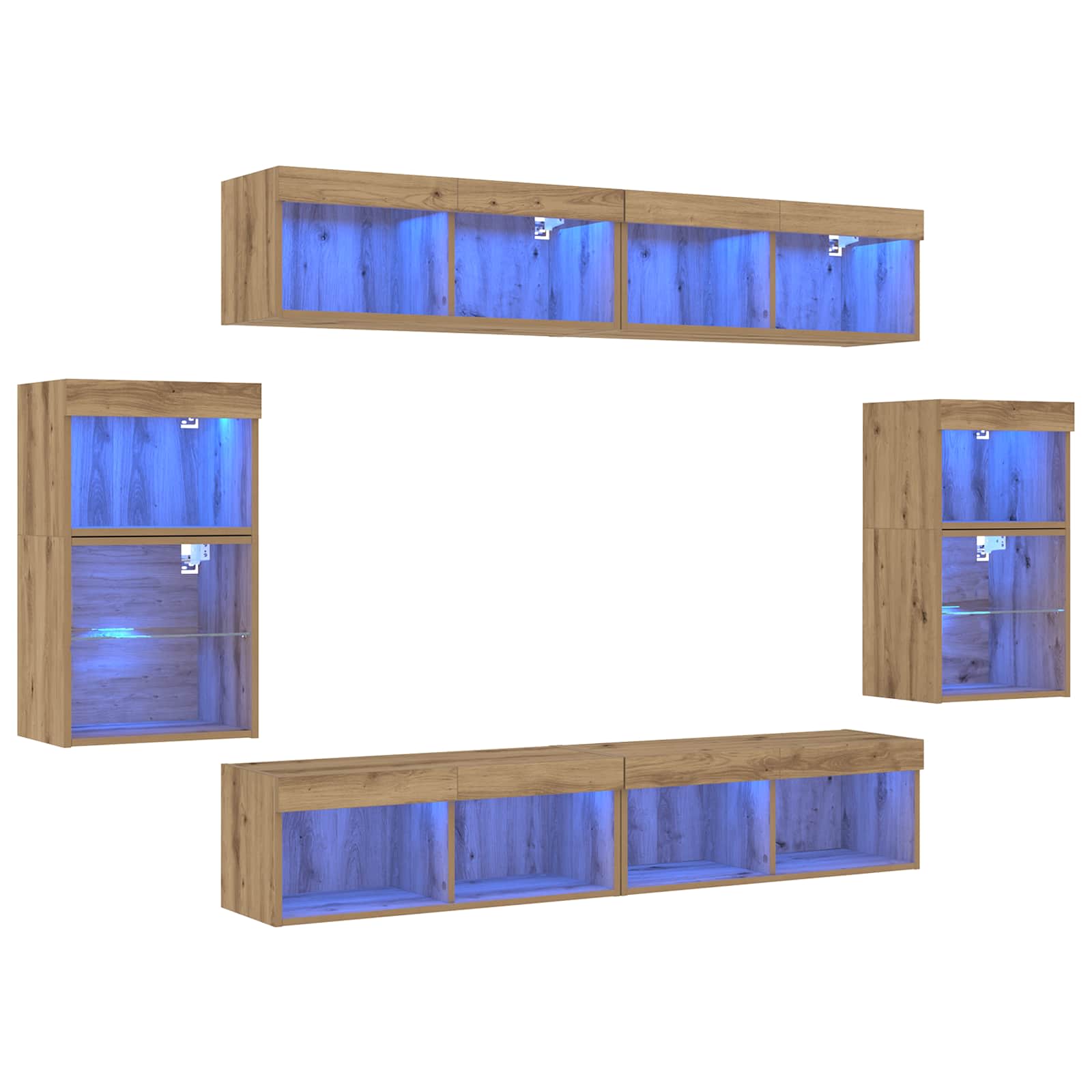 TV-Schrankset Wandmontiert 8 pcs Artisan-Eiche Holzwerkstoff
