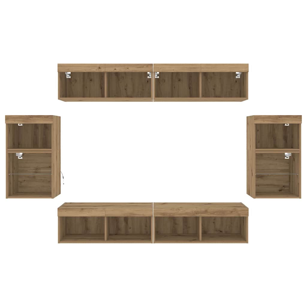 TV-Schrankset Wandmontiert 8 pcs Artisan-Eiche Holzwerkstoff